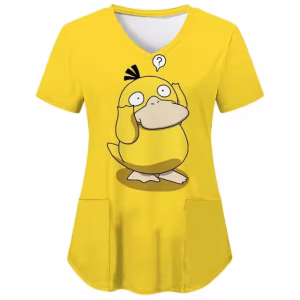 V Neck Psyduck Pocket Nurse Scrubs