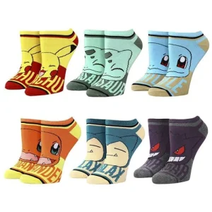 Pokemon Character Names Youth Ankle Sock 6-Pack