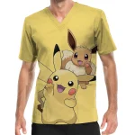 Eevee & Pikachu Men's Short Sleeve Pocket V-Neck