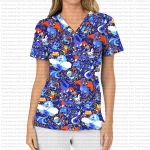 Dragon Type Only V-Neck Short Sleeve Pocket Scrubs
