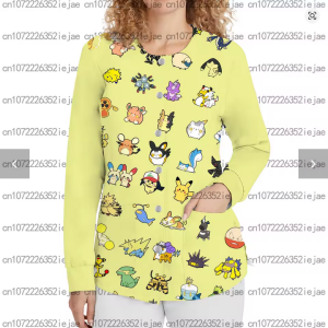 Electric Types Only! V-Neck Long Sleeved Pocket Scrub Jacket