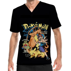 Charizard & Ash! Men’s Short Sleeve Pocket V-Neck