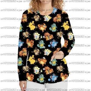 NEW* Eevee Togepi & more Long Sleeved Women's Pocket Scrub Jacket