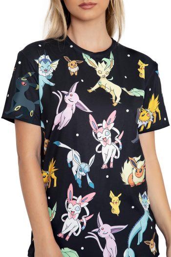 Pokemon-Eevee-Evolution-Black-Boyfriend-Tee-Print